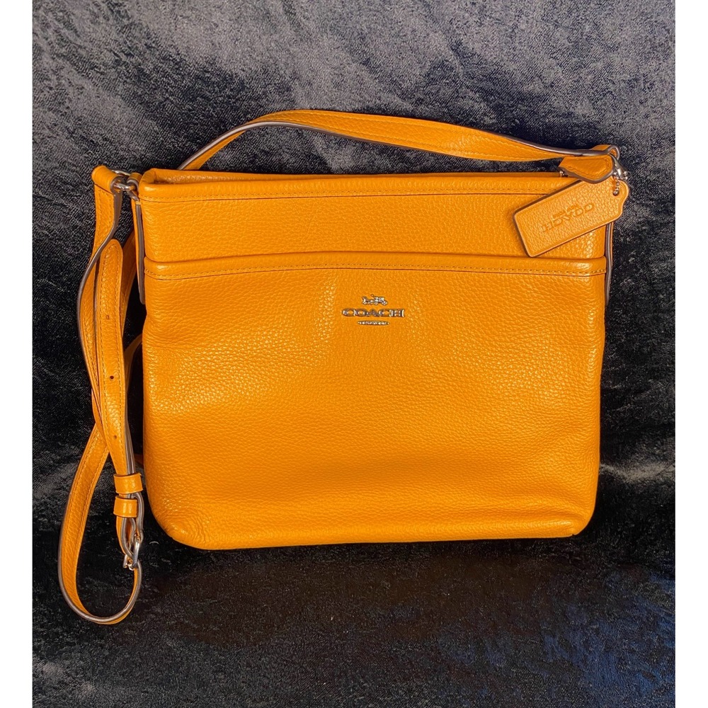 Coach Pebbled Crossbody Leather Tangerine Orange F28035  Bag Adjustable Strap